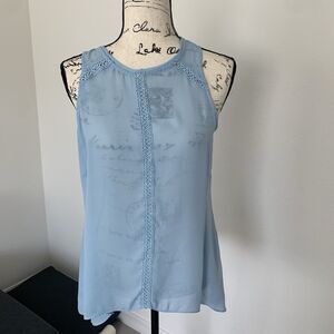 Chiffon Long Sleeveless Light Blue Blouse Size S
